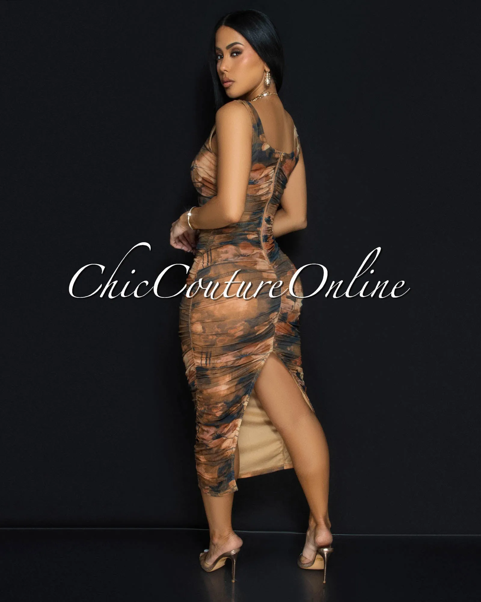 Laroude Copper Ruched Midi Dress sold by Chic Couture product image thumbnail 3