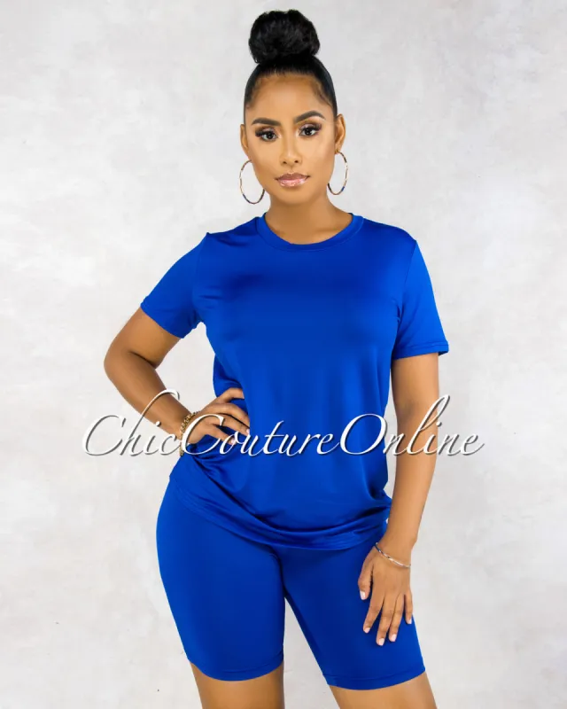 *Courtnie Royal Blue T-Shirt & Bike Shorts Set sold by Chic Couture
