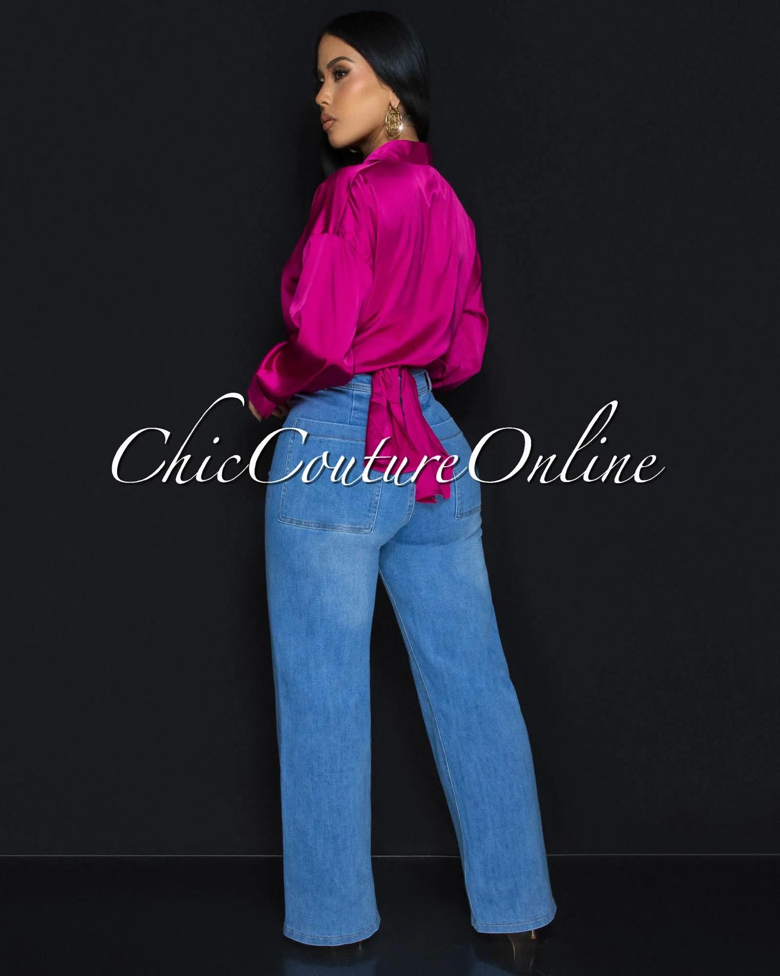 Westerly Magenta Silky Blouse sold by Chic Couture product image thumbnail 4