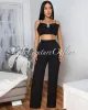 Jeannie Black Crop Top Pants Set sold by Chic Couture