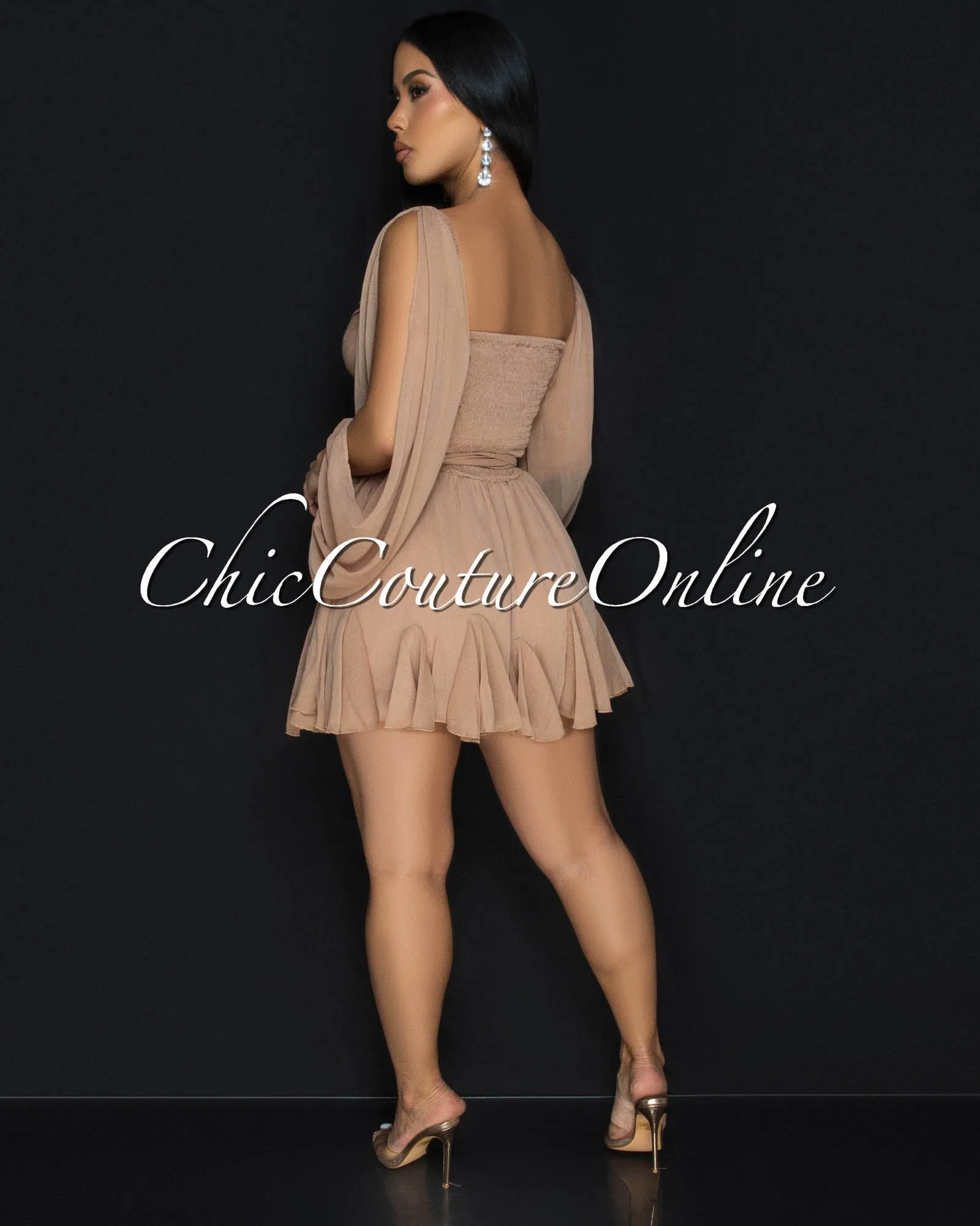 Levy Toffee Cut-Out Sleeves Romper sold by Chic Couture product image thumbnail 4