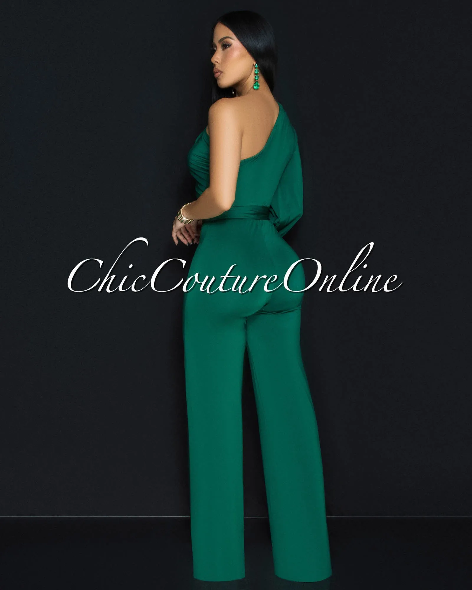 Pennia Green Single Long Sleeve Jumpsuit sold by Chic Couture product image thumbnail 3