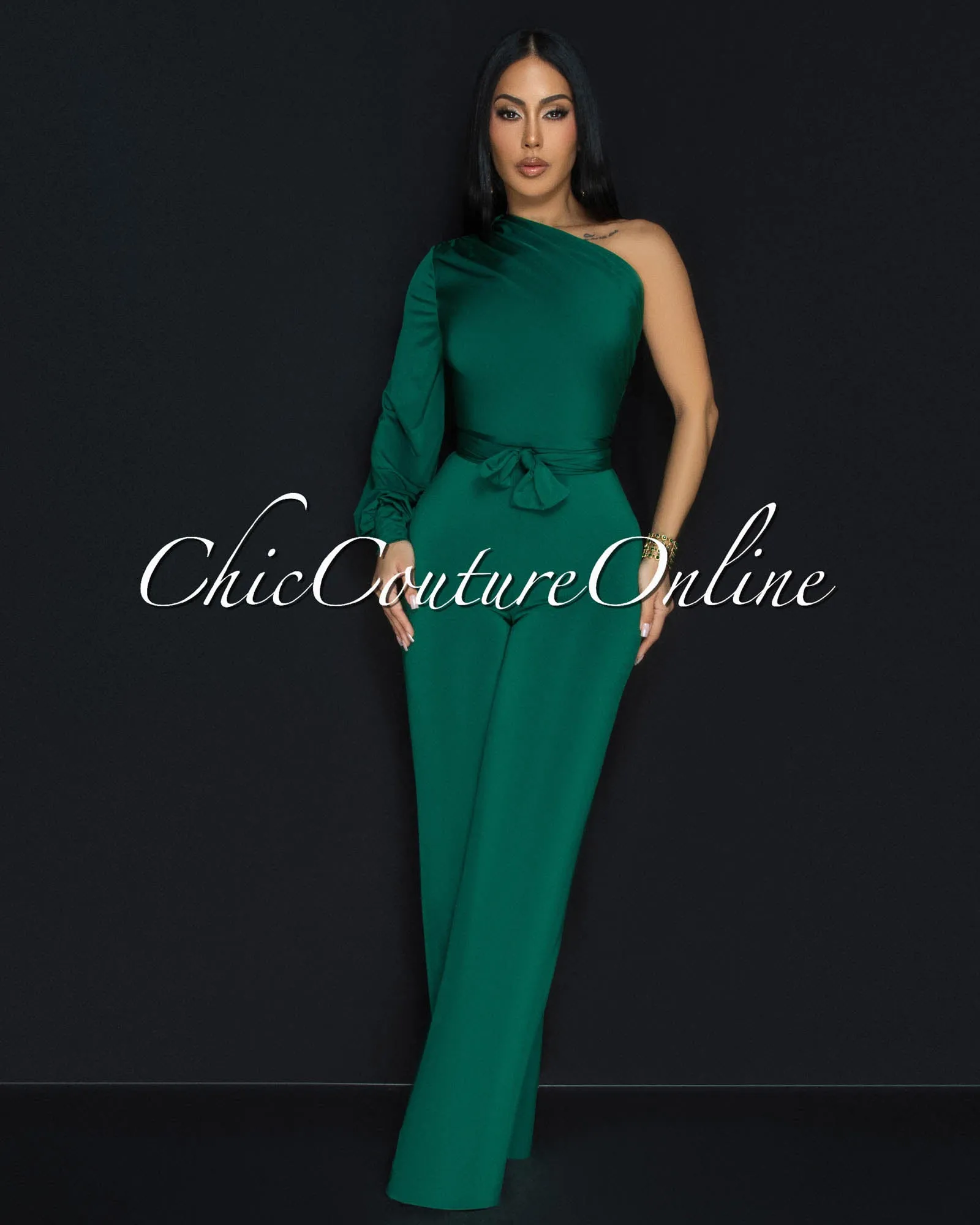 Pennia Green Single Long Sleeve Jumpsuit sold by Chic Couture product image thumbnail 2