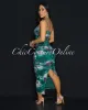 Skylar Green Multi-Color Print Ruched Midi Dress sold by Chic Couture