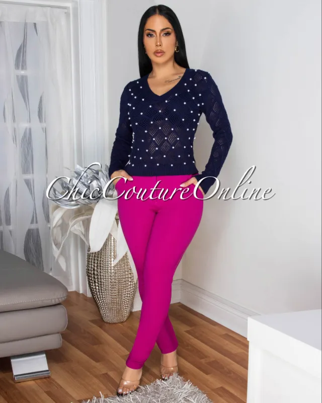 Opal Magenta Skinny Pants sold by Chic Couture