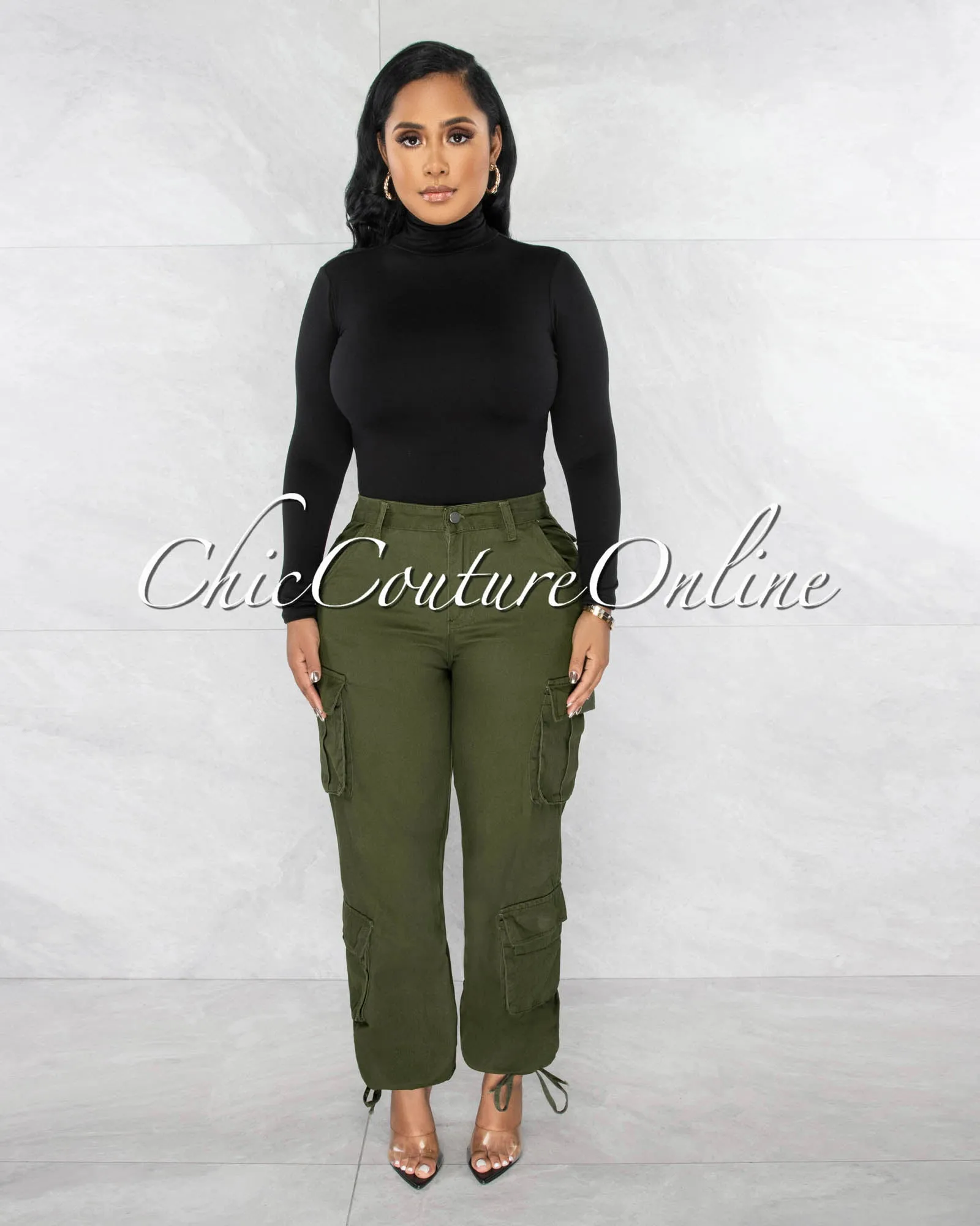 *Gillian Olive Green Cargo Jogger Pants sold by Chic Couture