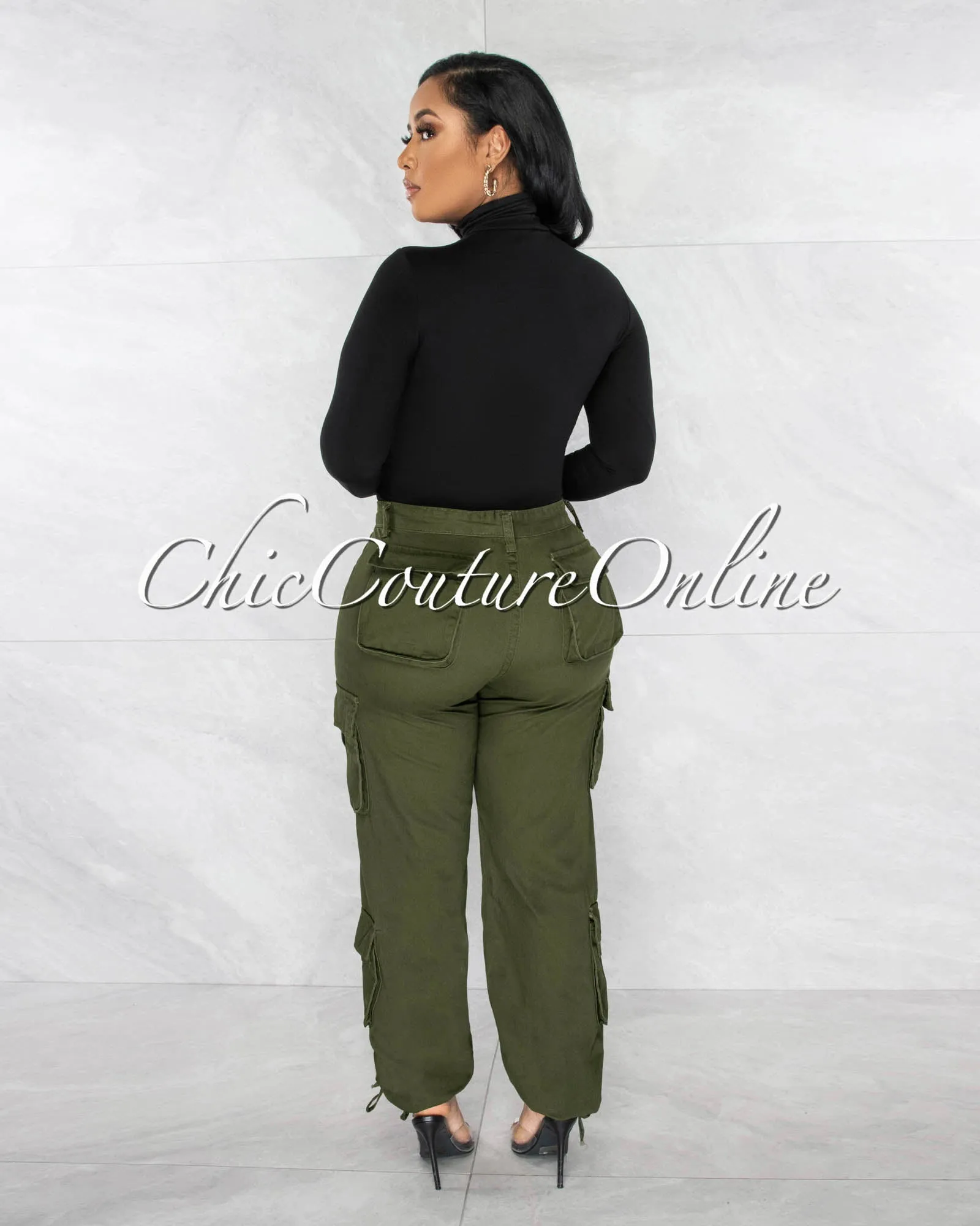 *Gillian Olive Green Cargo Jogger Pants sold by Chic Couture product image thumbnail 3