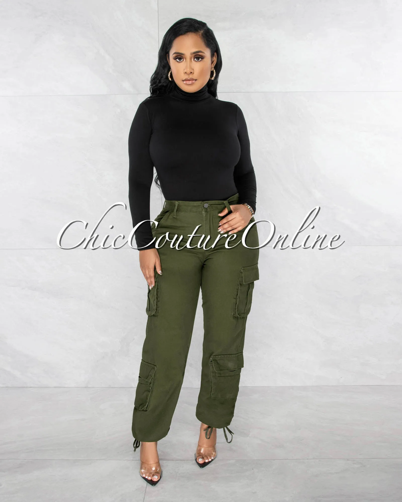 *Gillian Olive Green Cargo Jogger Pants sold by Chic Couture product image thumbnail 2