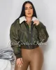 *Kaory Olive Green Shearling Bomber Jacket sold by Chic Couture
