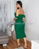 Becca Green Mesh Overlay Ruched Off-The Shoulder Dress sold by Chic Couture