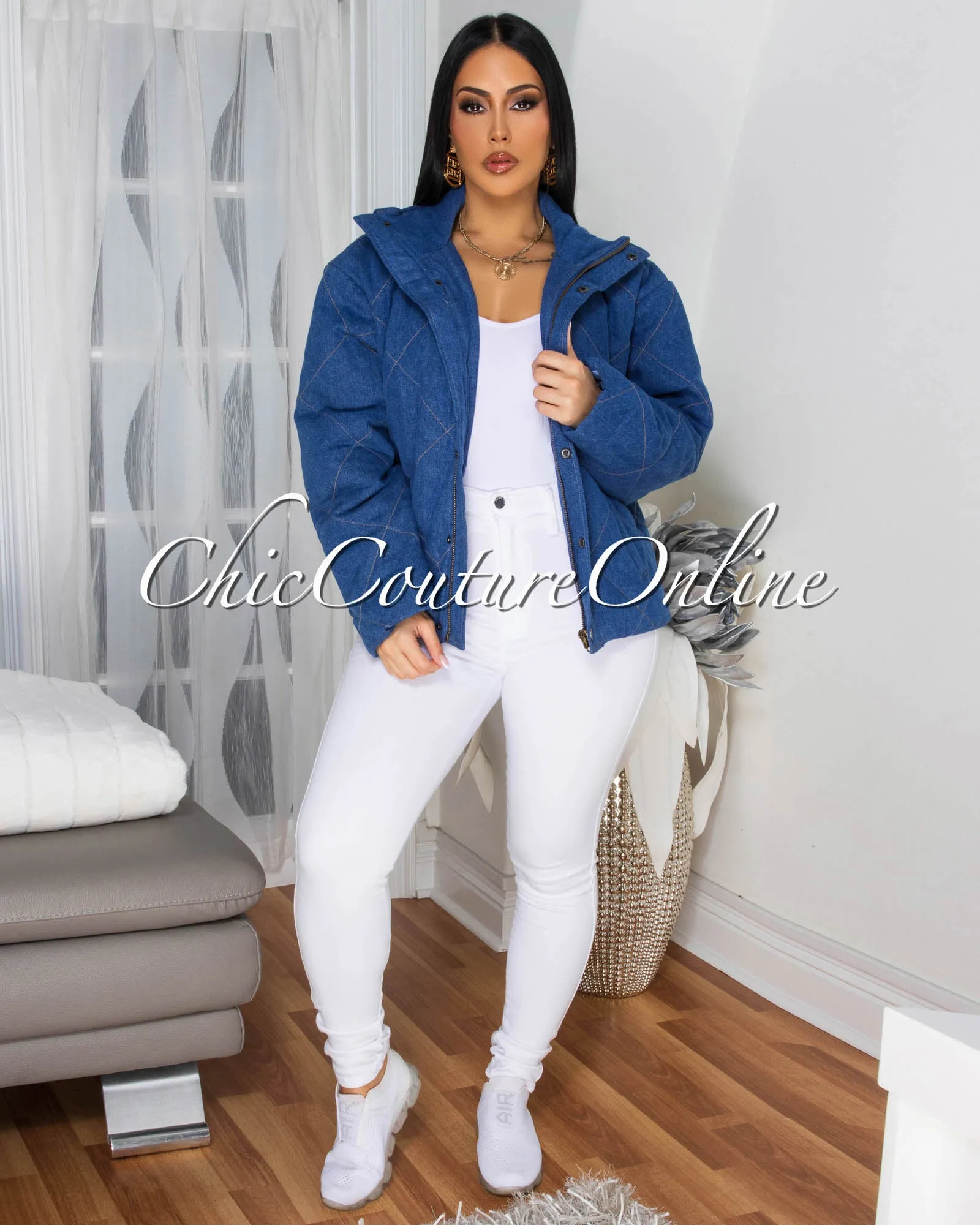 Herby Medium Denim Puffy Jacket sold by Chic Couture product image thumbnail 2