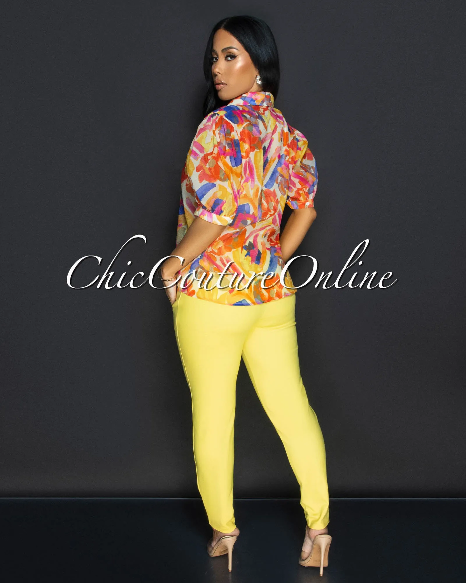 *Avril Yellow High Waist Trouser Pants sold by Chic Couture product image thumbnail 3