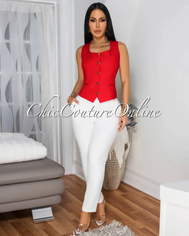 Salome Off-White Skinny Pants sold by Chic Couture