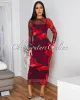 Loula Red Floral Print Mesh Long Sleeves Dress sold by Chic Couture