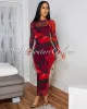 Loula Red Floral Print Mesh Long Sleeves Dress sold by Chic Couture