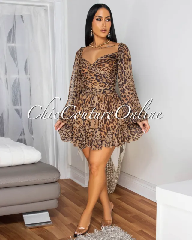 TerryAnn Leopard Print Cut-Out Sleeves LUXE Romper sold by Chic Couture