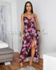 Valeria Multi-Color Floral print Slit Maxi Dress sold by Chic Couture