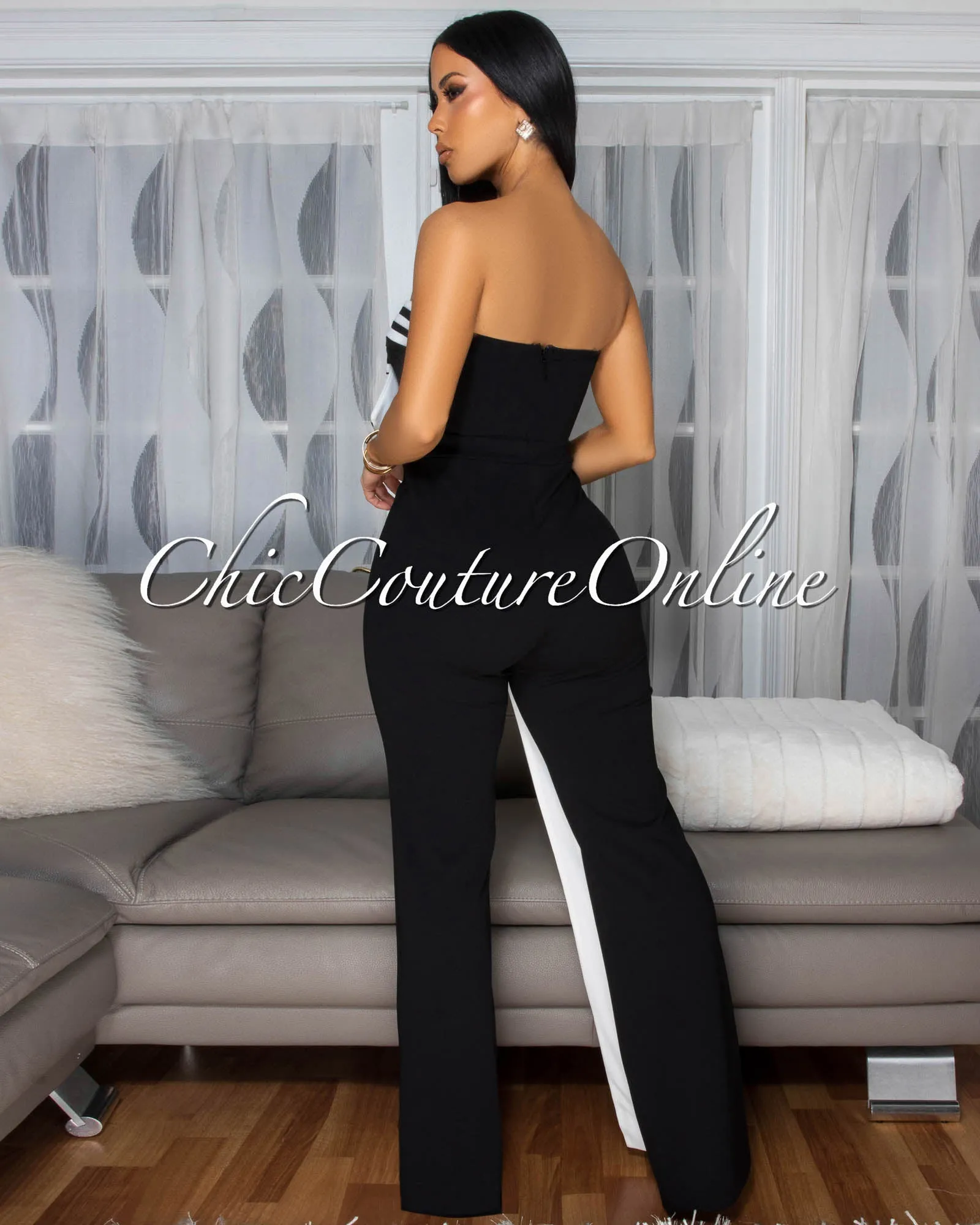 Bendie Black Bow Accent Strapless Jumpsuit (SHIPS 3/10) sold by Chic Couture product image thumbnail 4