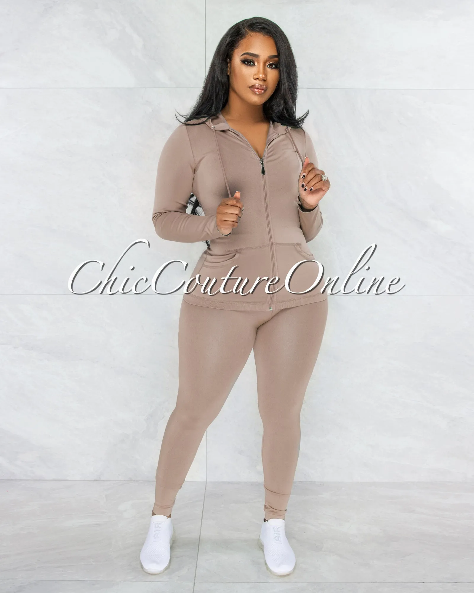 Santia Mocha Seamless Track Set sold by Chic Couture product image thumbnail 2