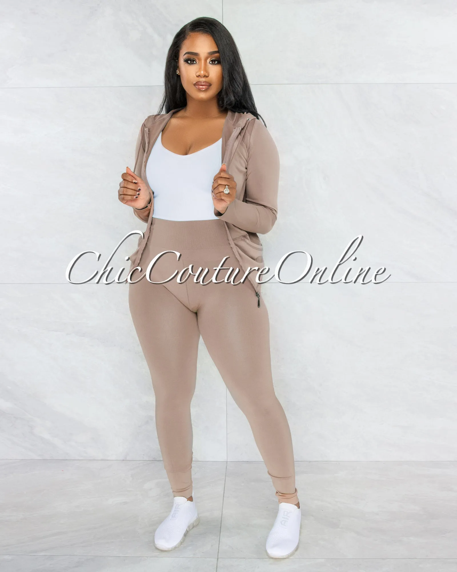 Santia Mocha Seamless Track Set sold by Chic Couture product image thumbnail 3