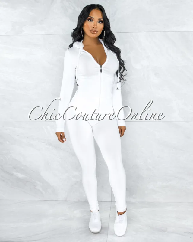 Santia White Seamless Track Set sold by Chic Couture