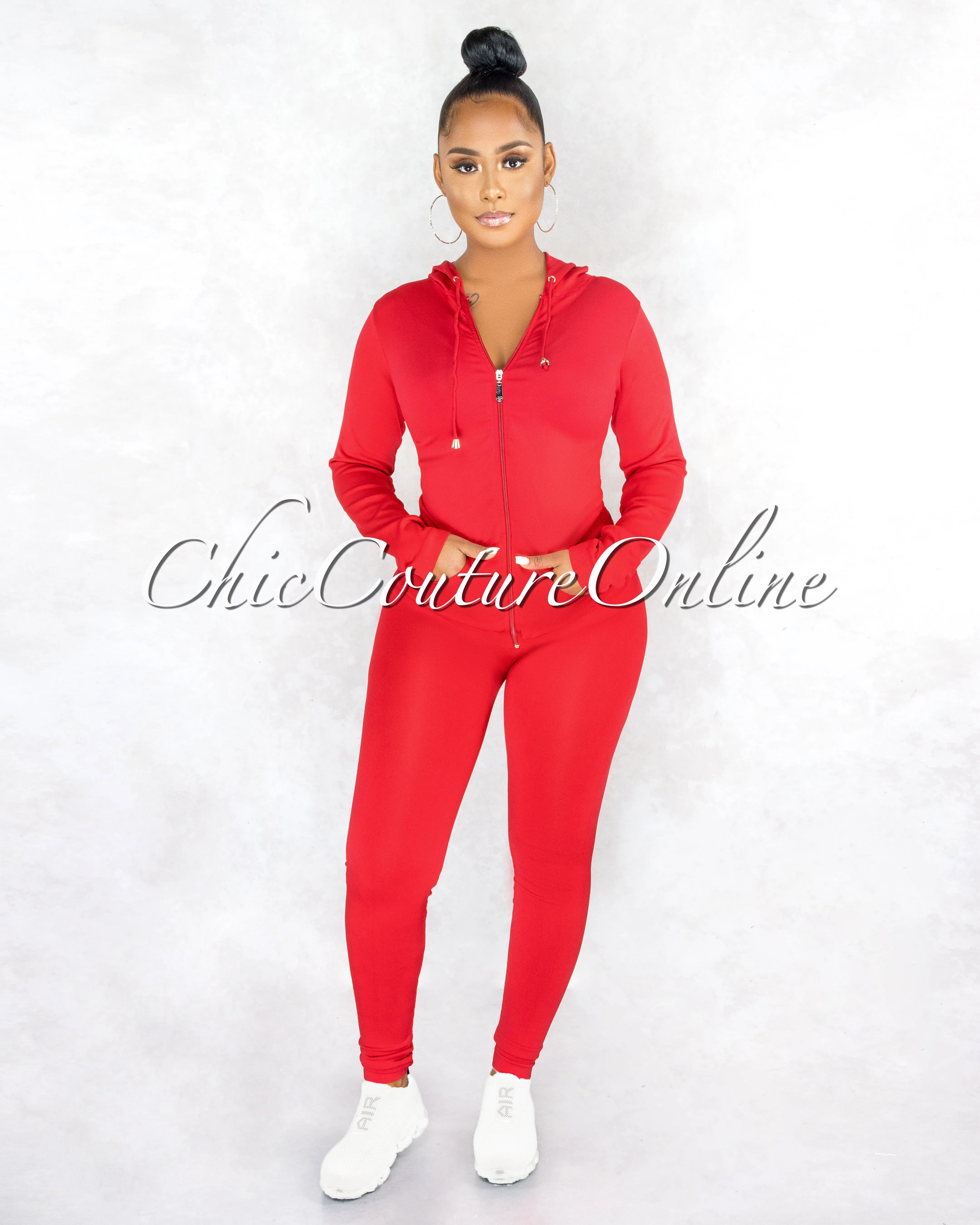Santia Red Seamless Track Set sold by Chic Couture