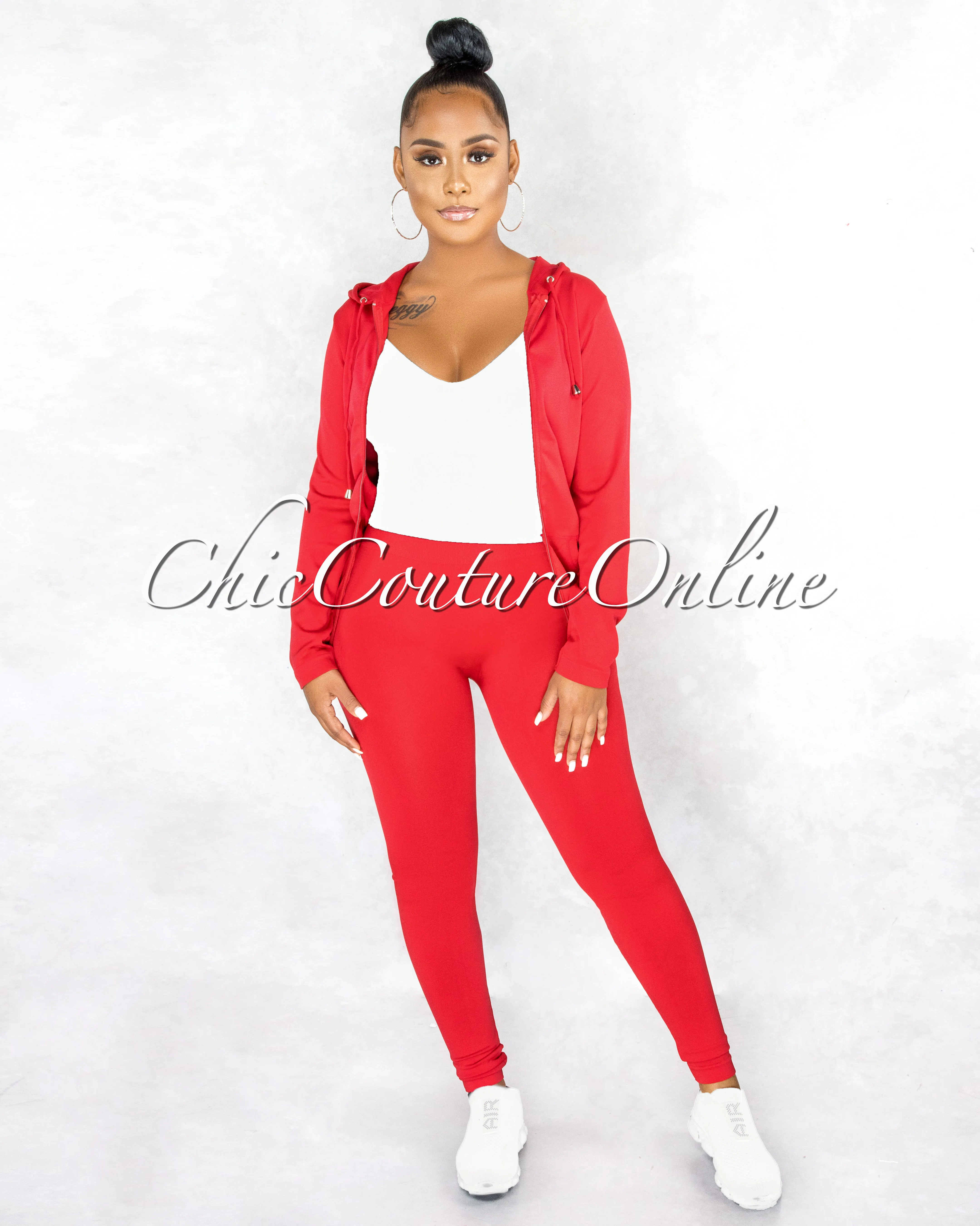 Santia Red Seamless Track Set sold by Chic Couture product image thumbnail 4