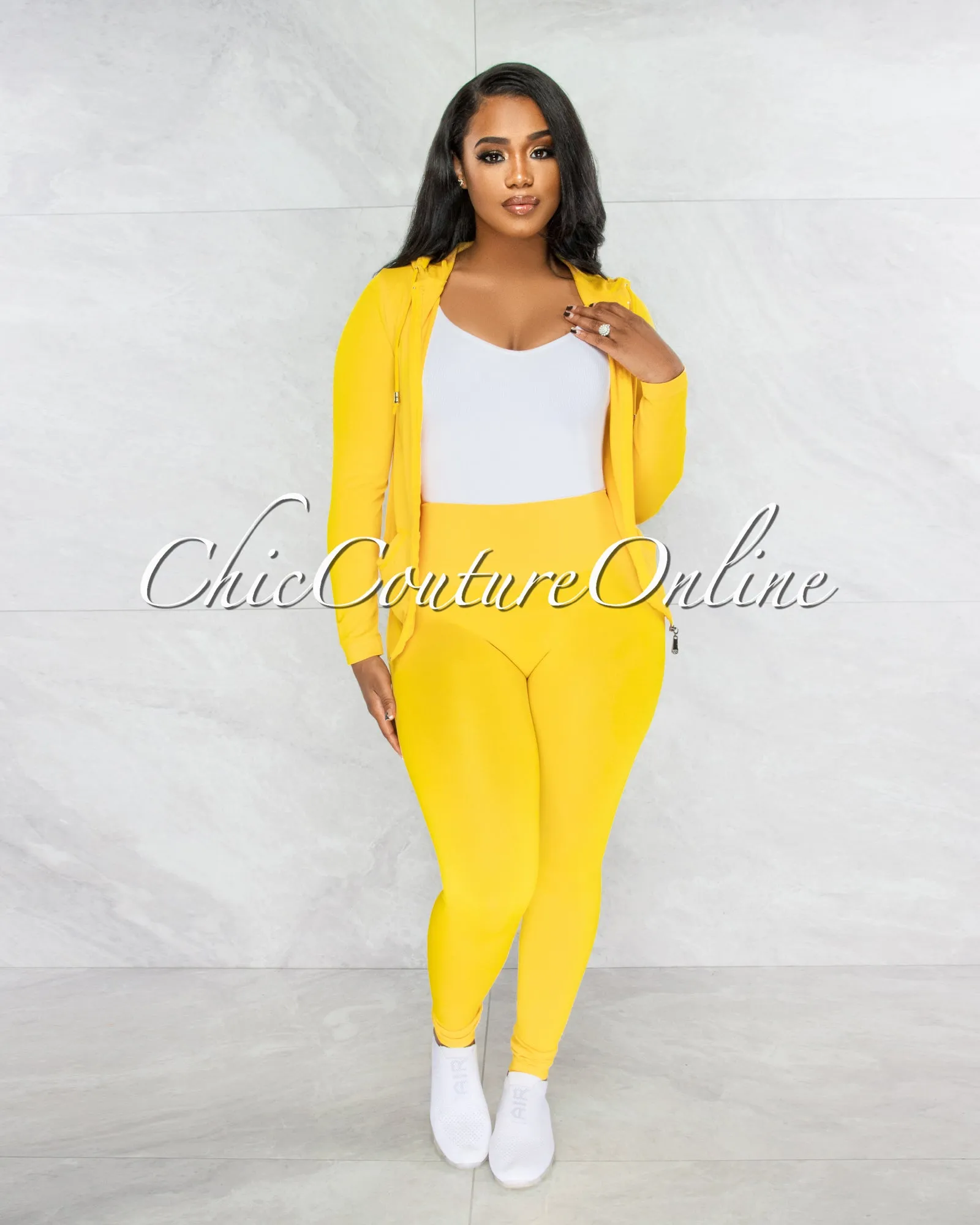Santia Yellow Seamless Track Set sold by Chic Couture product image thumbnail 2