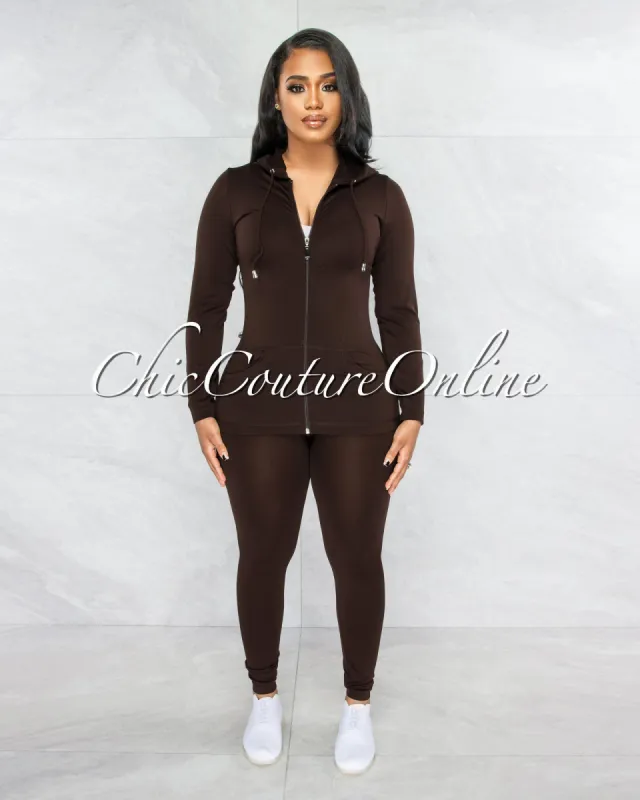 Santia Brown Seamless Track Set sold by Chic Couture