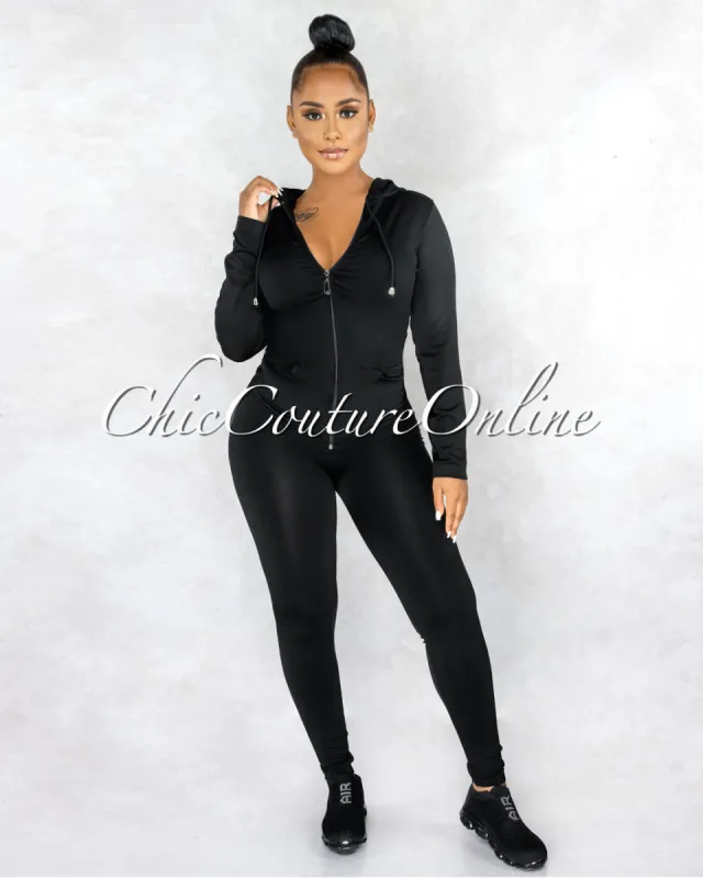 Santia Black Seamless Track Set sold by Chic Couture