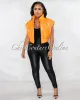 *Daryn Orange Patent Faux Leather Sleeveless Bomber Jacket sold by Chic Couture