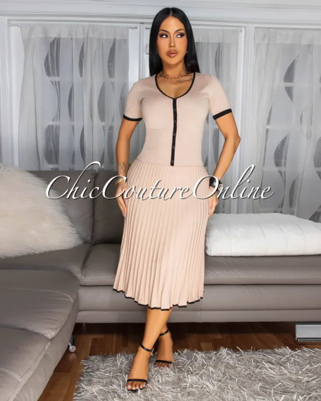 *Svana Taupe Black Trim Knit Set sold by Chic Couture