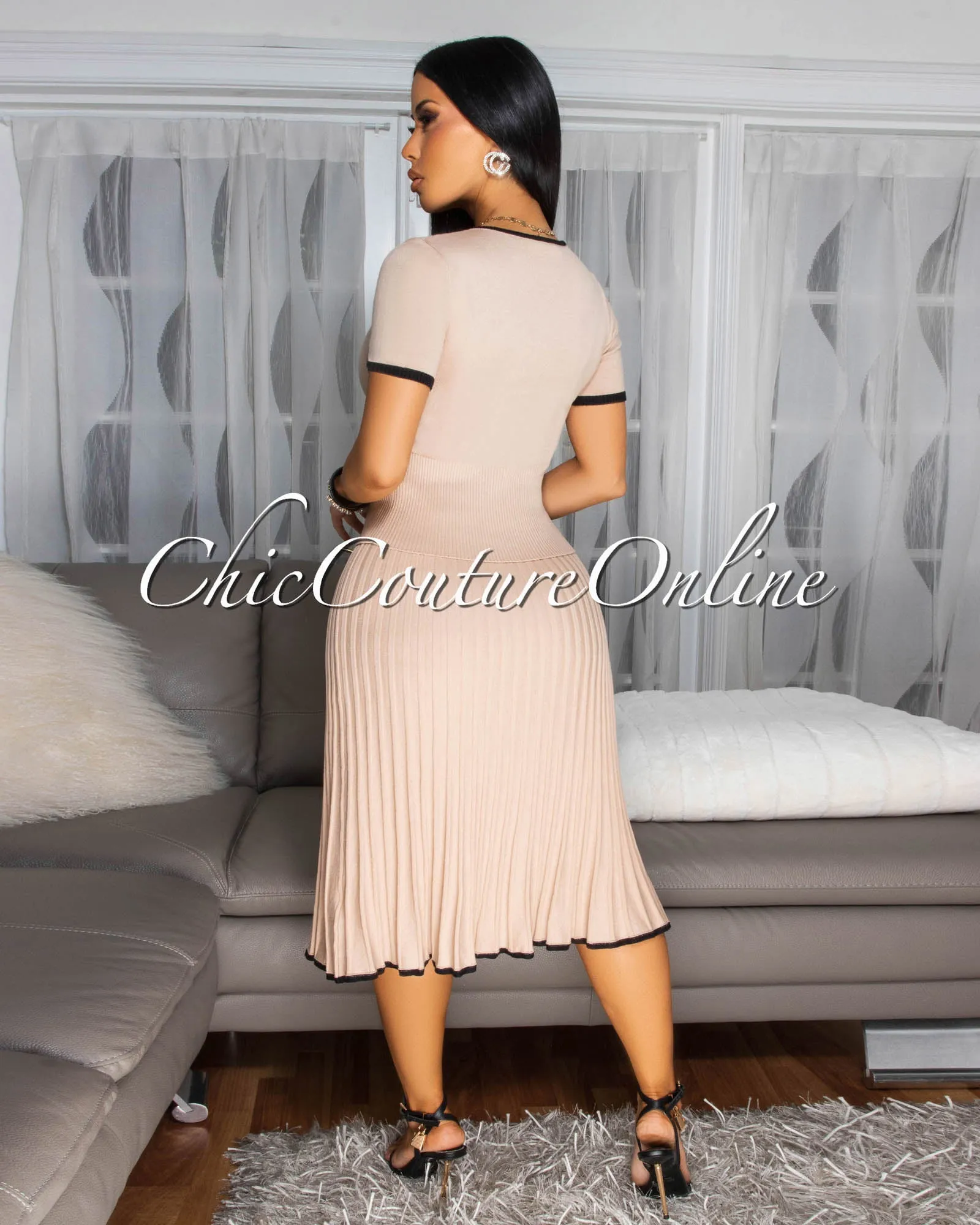 *Svana Taupe Black Trim Knit Set sold by Chic Couture product image thumbnail 3