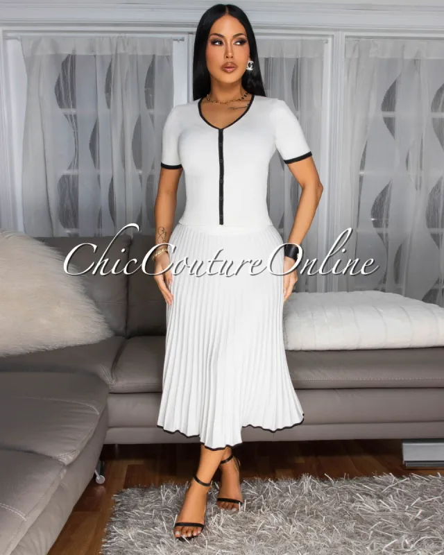 *Svana Off-White Black Trim Knit Set sold by Chic Couture