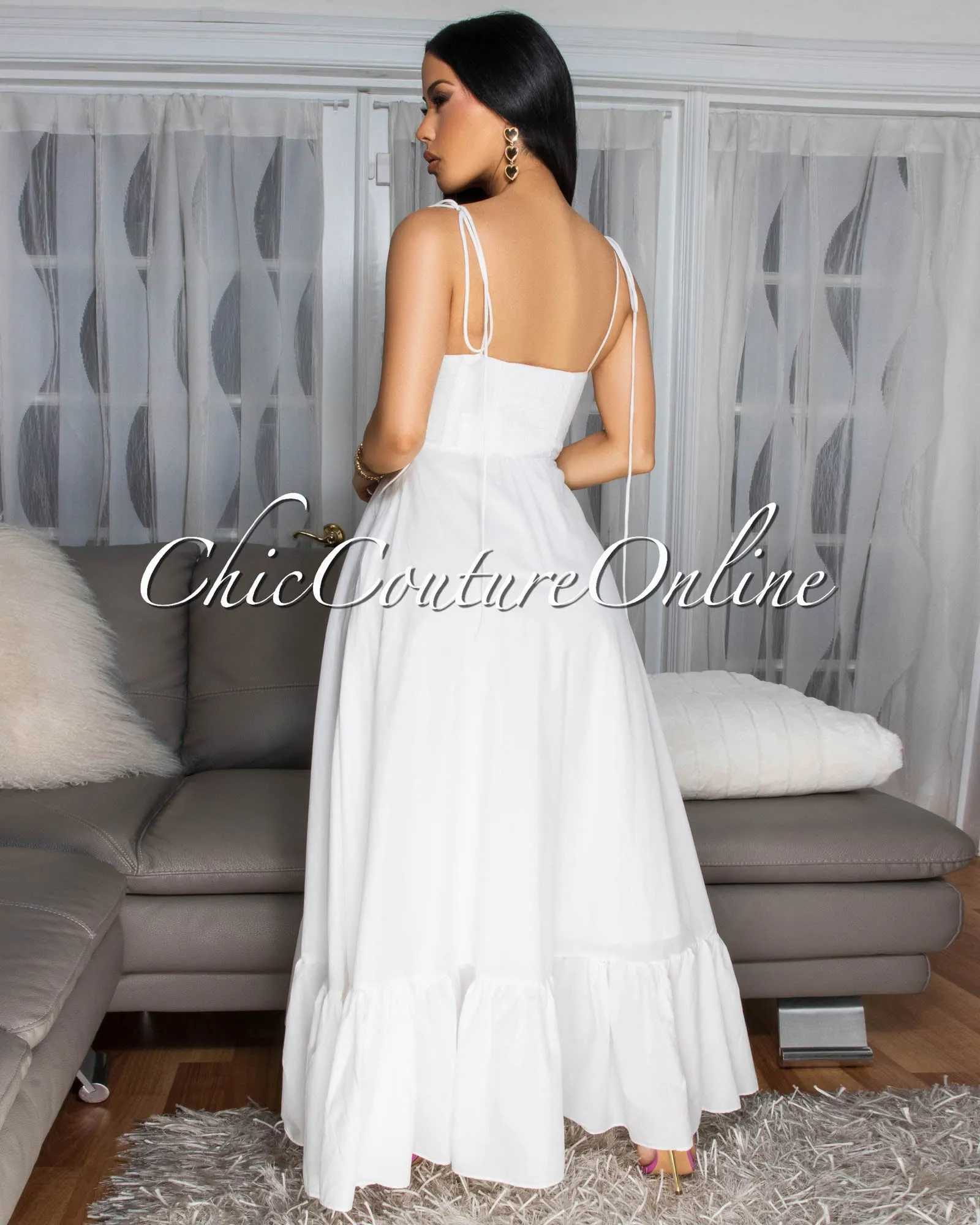 Azaria Off-White Sleeveless Midi Dress sold by Chic Couture product image thumbnail 4