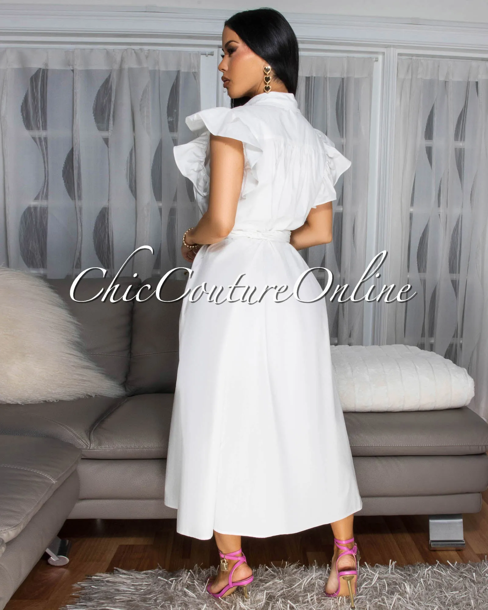 Marilla Off-White Belted Luxe Maxi Dress sold by Chic Couture product image thumbnail 3