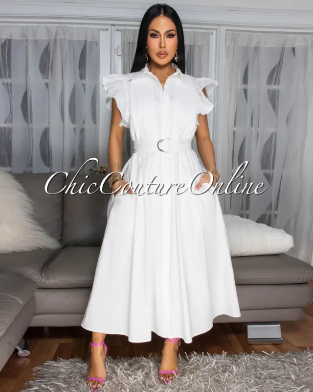 Marilla Off-White Belted Luxe Maxi Dress sold by Chic Couture