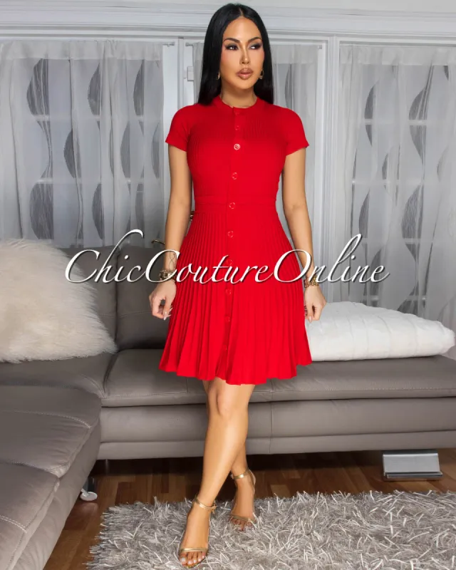 Kiki Red Ribbed Knit Dress sold by Chic Couture