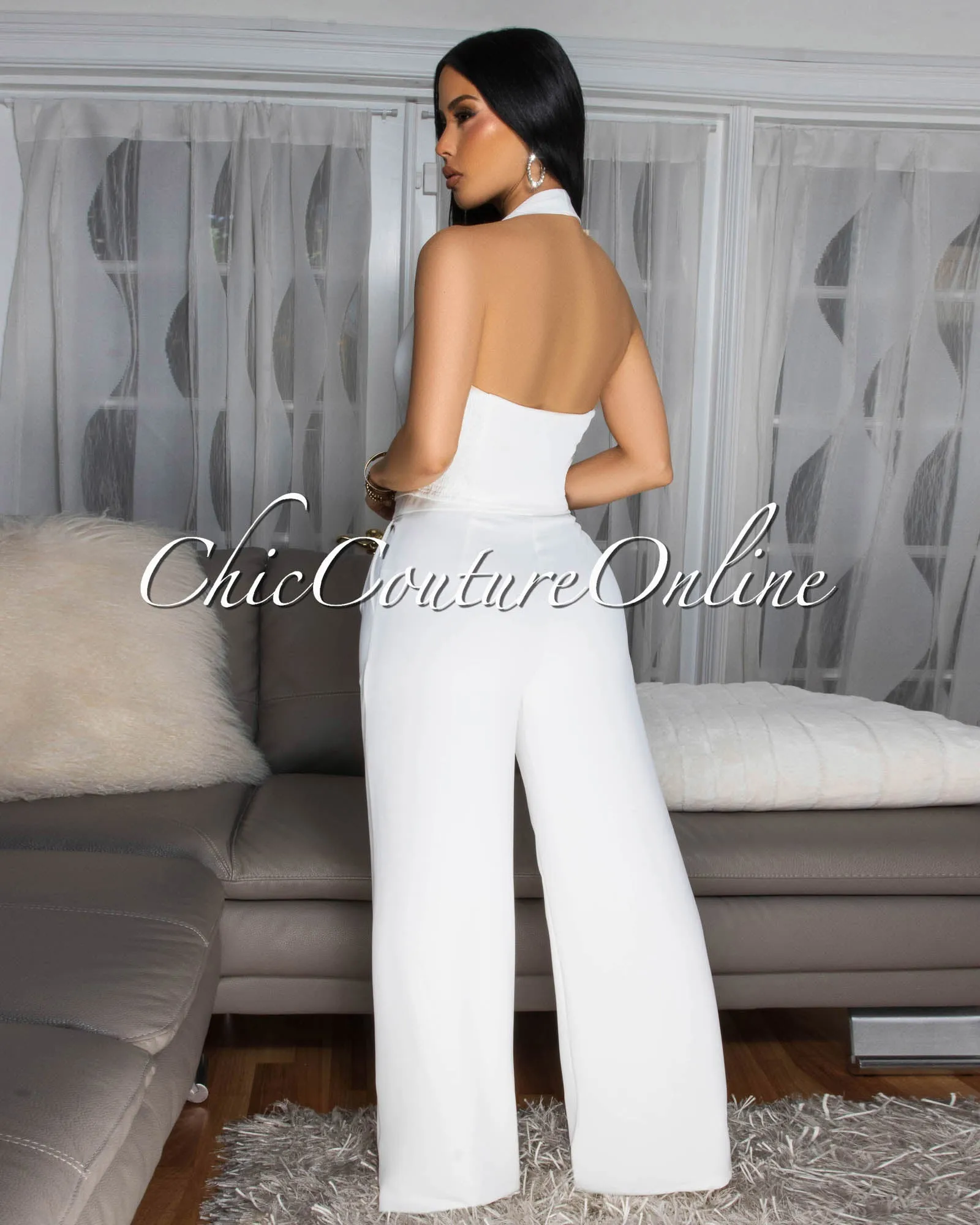 Ebene Off-White Wide Leg Pants sold by Chic Couture product image thumbnail 4