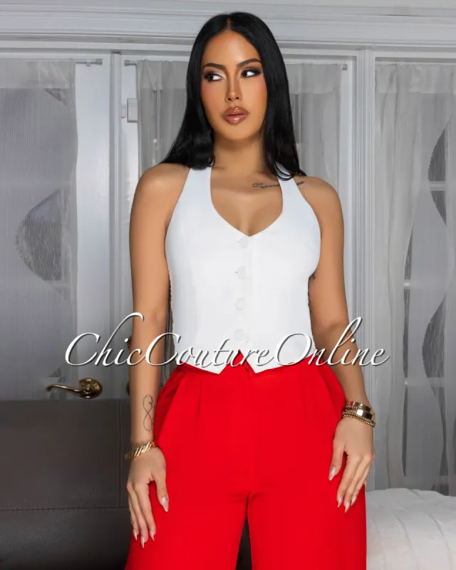 Saisha Off-WhiteHalter Vest sold by Chic Couture