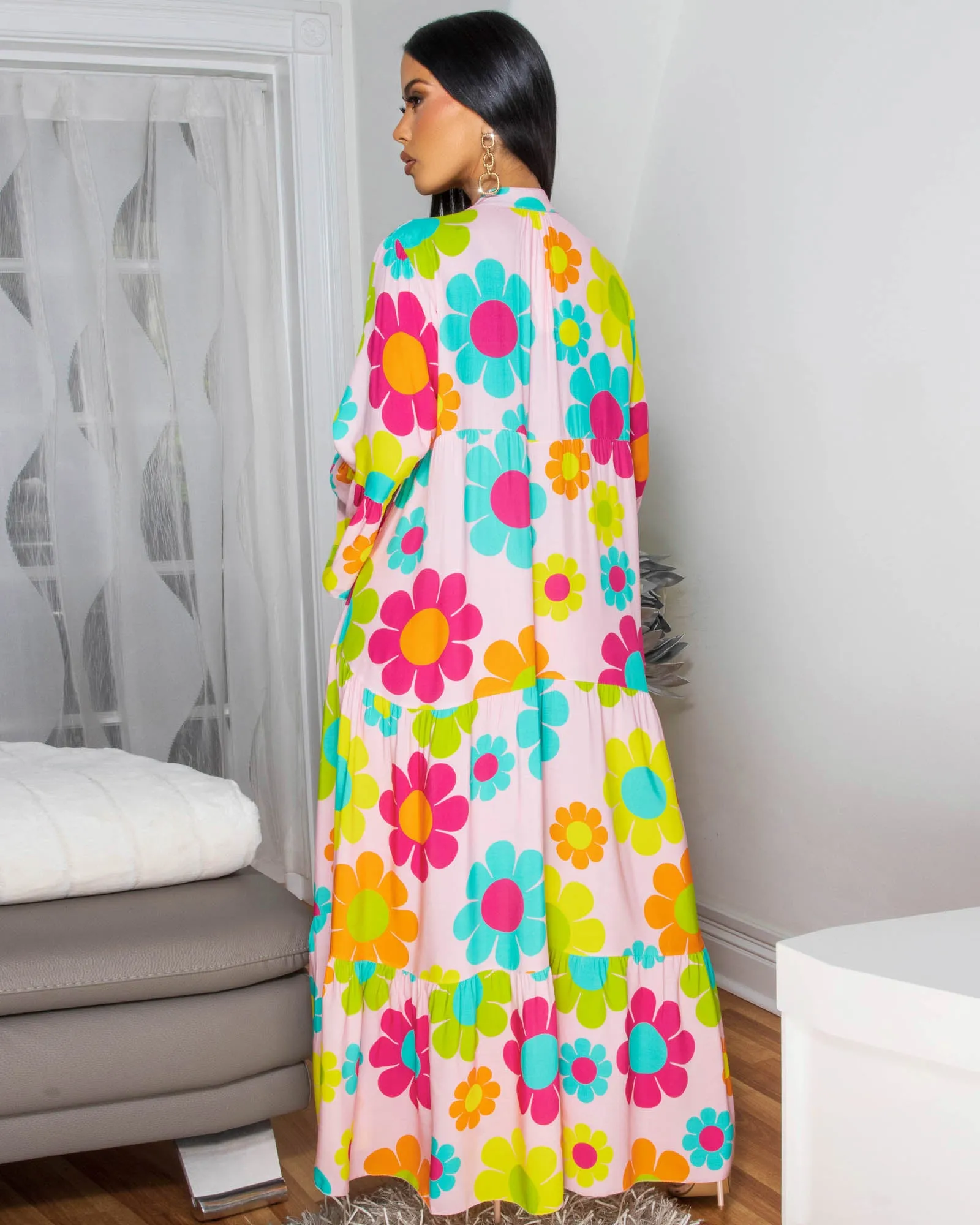 Tallas Pink Multi-Color Floral Print Maxi Dress sold by Chic Couture product image thumbnail 4