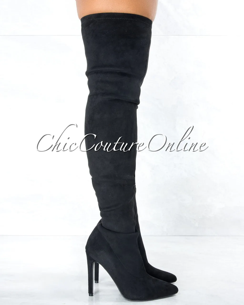 *Tillie Black Faux Suede Over-The-Knee Boots sold by Chic Couture product image thumbnail 4