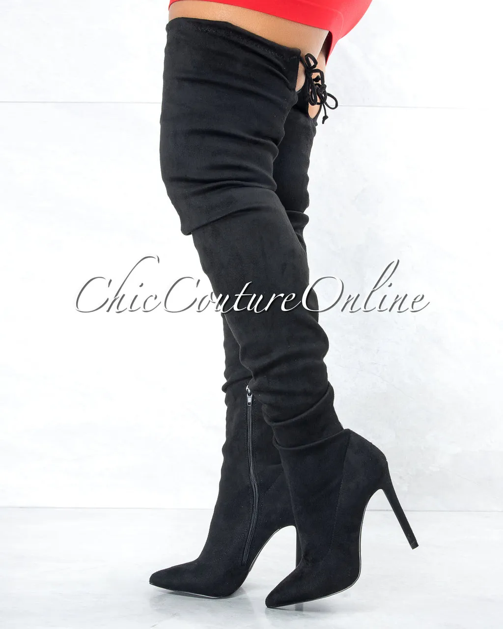 *Tillie Black Faux Suede Over-The-Knee Boots sold by Chic Couture