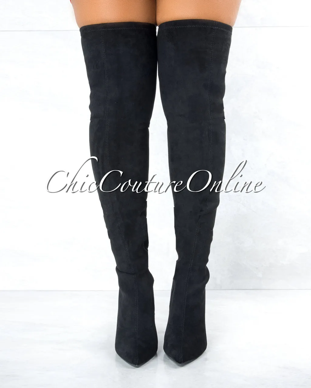 *Tillie Black Faux Suede Over-The-Knee Boots sold by Chic Couture product image thumbnail 2