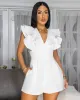 Princess Off-White Ruffle Denim Romper sold by Chic Couture