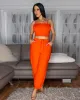 Moya Orange Crop Top & Jogger Linen Pants Set sold by Chic Couture