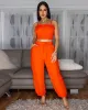 Moya Orange Crop Top & Jogger Linen Pants Set sold by Chic Couture