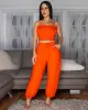 Moya Orange Crop Top & Jogger Linen Pants Set sold by Chic Couture