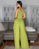 Miraya Lime Shimmer Top & Linen Pants Set sold by Chic Couture