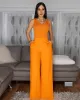 Miraya Tangerine Shimmer Top & Linen Pants Set sold by Chic Couture